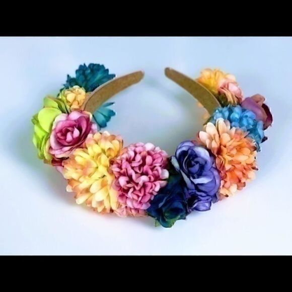Stunning Handmade Colorful Flower Crown - Picture 6 of 8